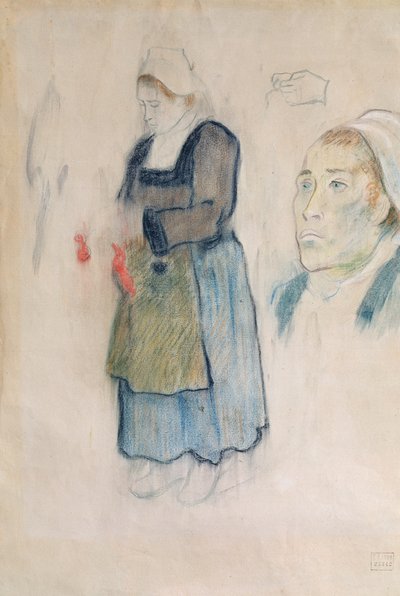 Studies of Breton peasants by Paul Gauguin